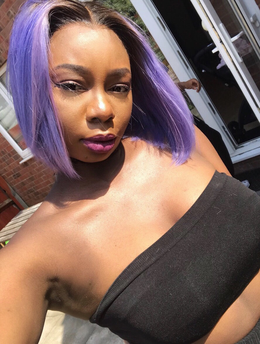 Purple bob, pink face framer money piece wig - NU-GRAPE